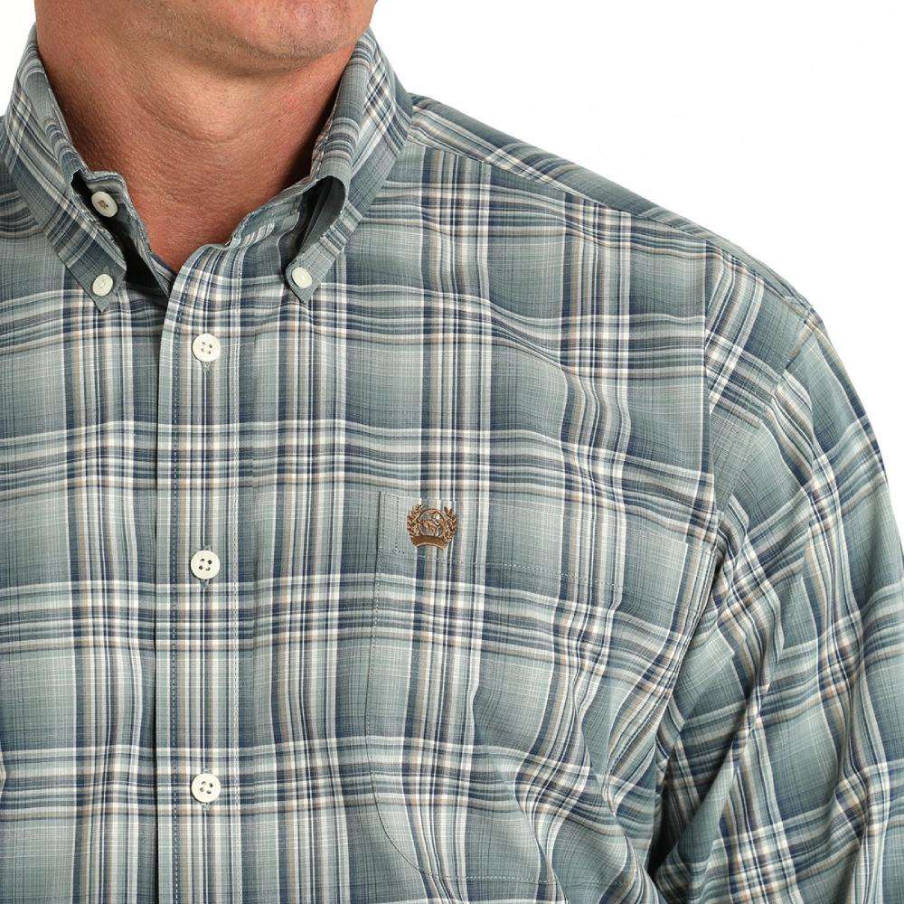 Cinch Men's Button Down Western Shirt - Emerald Plaid