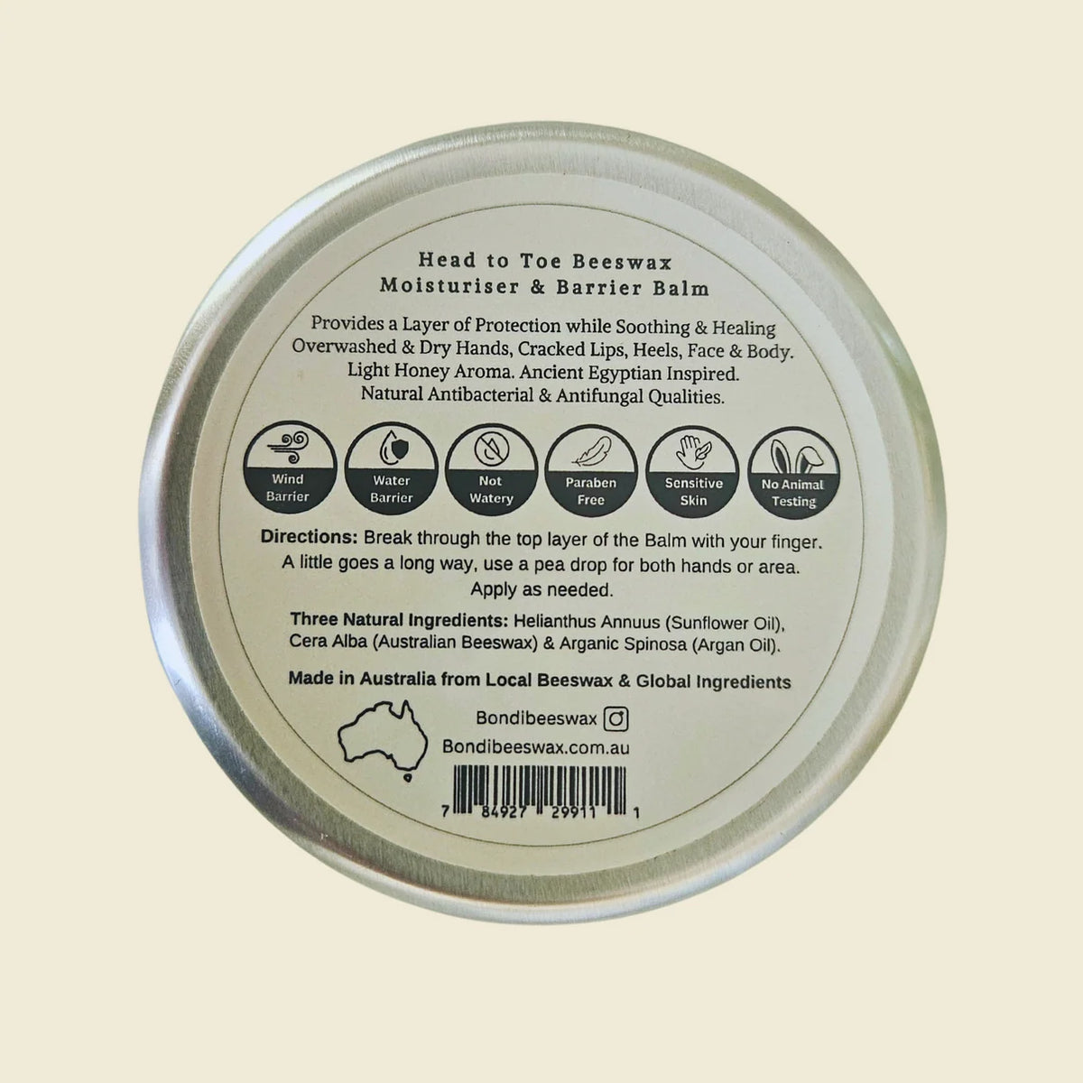 Bondi Beeswax - Heal & Protect Silver Head to Toe Natural Moisturiser & Barrier Balm 100g