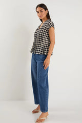 Ivy & Jack Nouveau Black Gingham Tie Front Vest