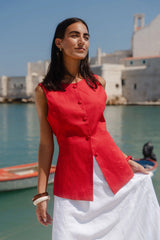Flo & Frankie Ladies Aloft Red Fitted Long Vest