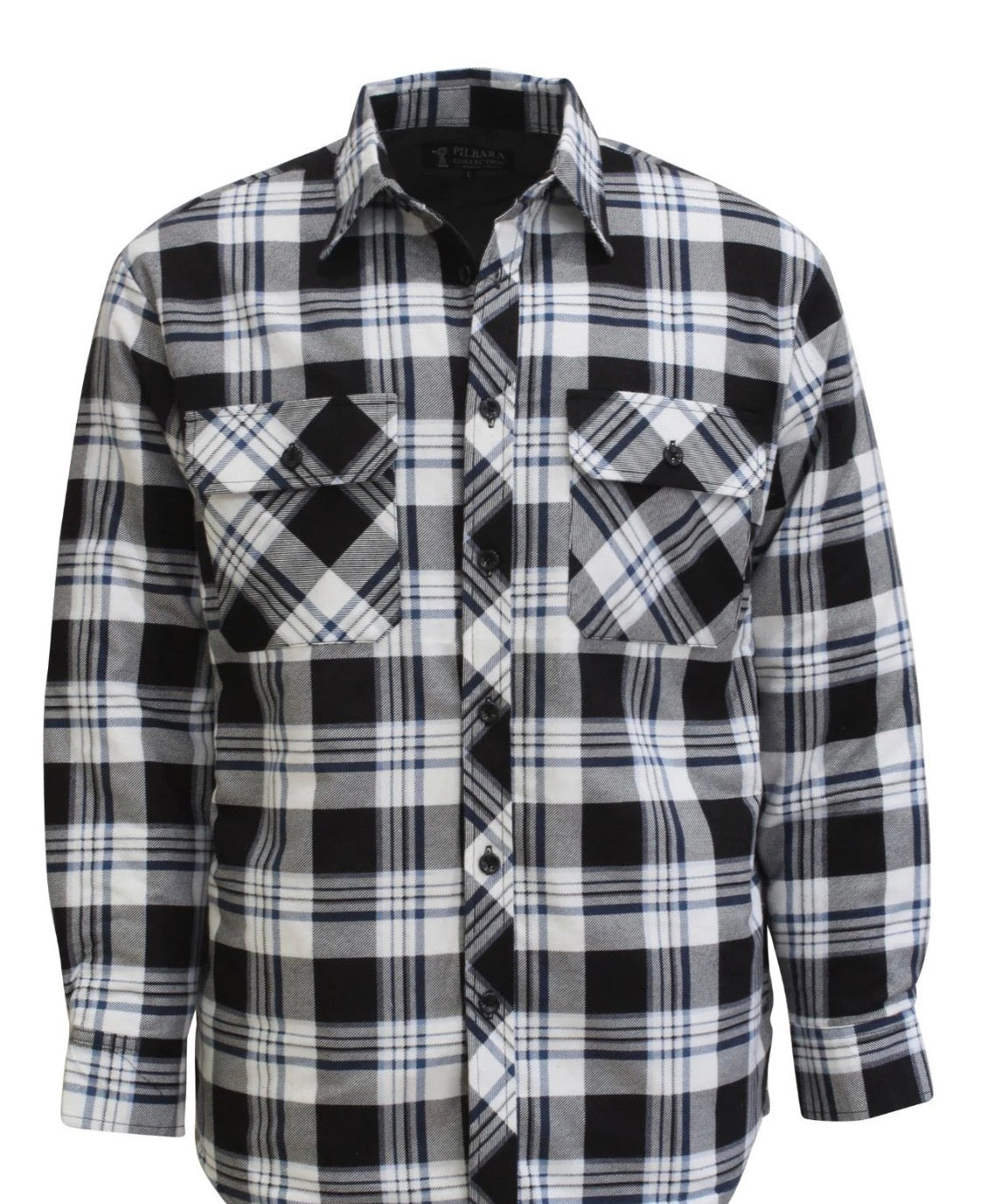 Pilbara Men’s Quilted Flannelette Shirt - White