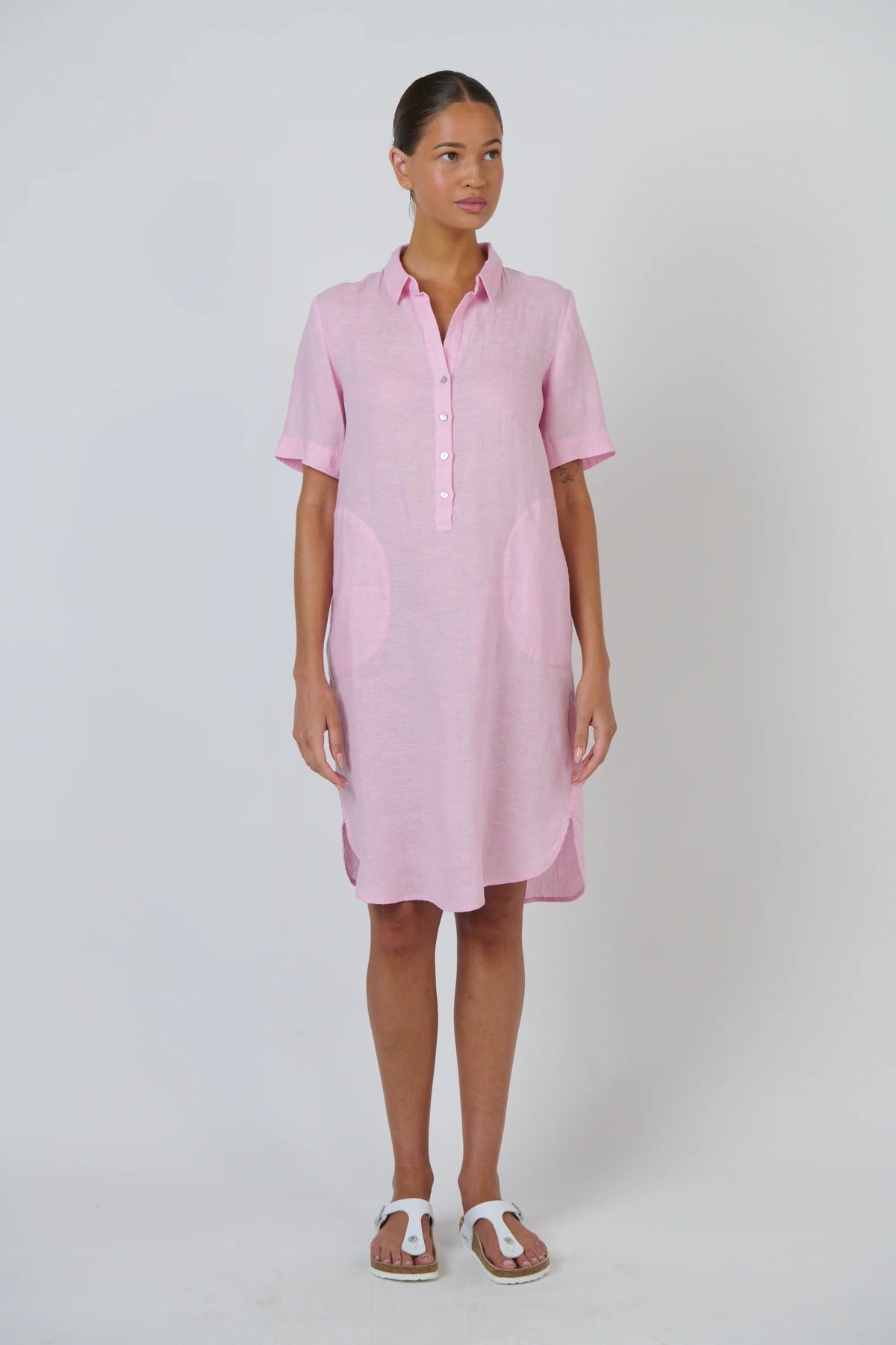 Enveloppe Linen Shirt Dress in Julienne Bon Bon
