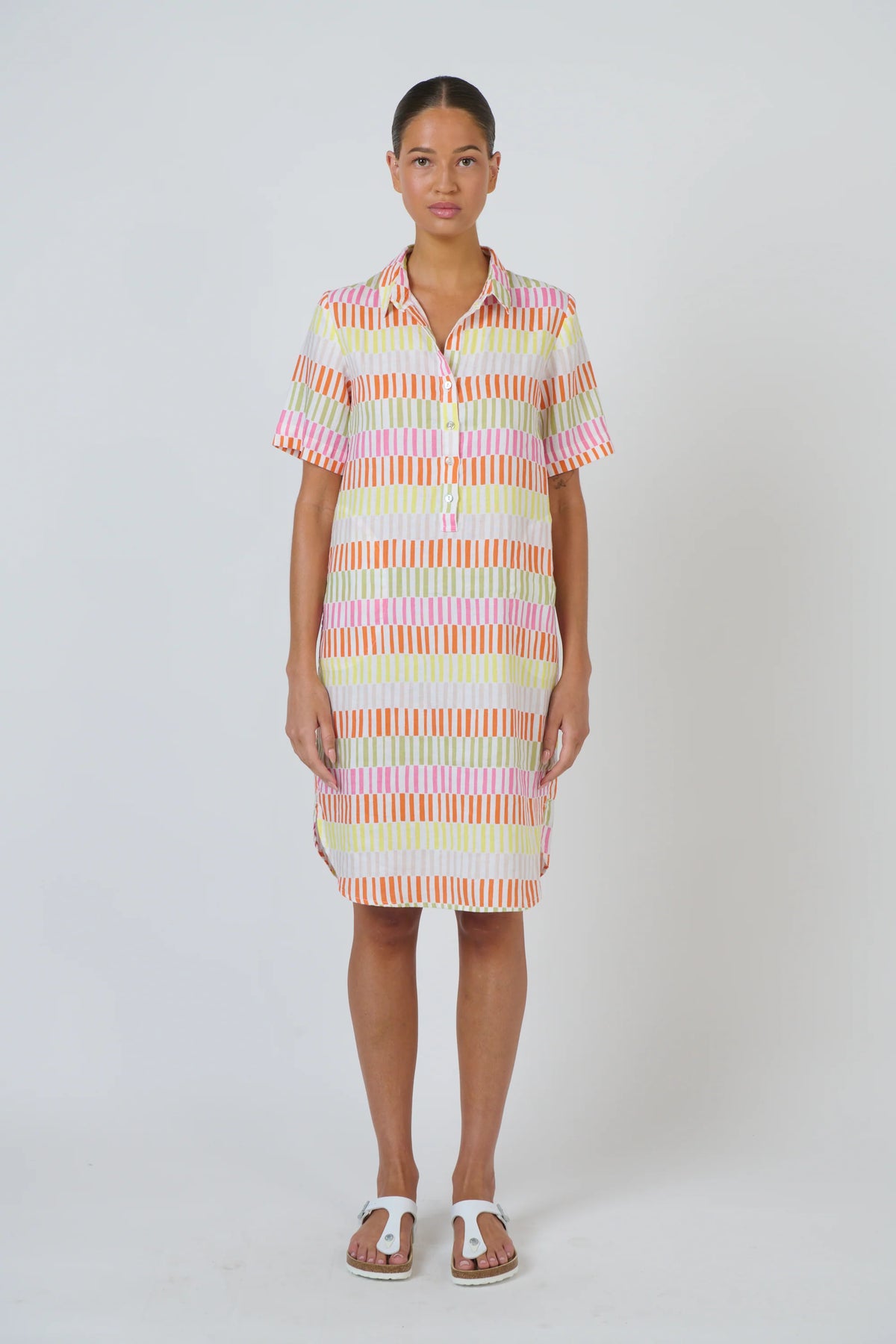 Enveloppe Linen Shirt Dress in Julienne Print