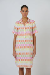 Enveloppe Linen Shirt Dress in Julienne Print