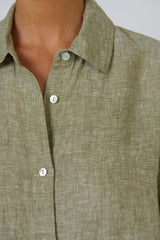Enveloppe Ladies Long Sleeve Linen Shirt - Eucalyptus