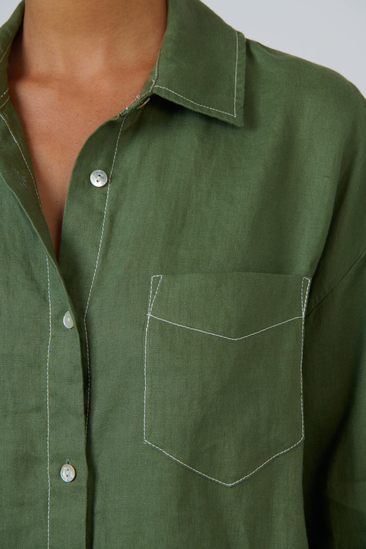 Enveloppe Ladies Long Sleeve Linen Shirt - Scrub