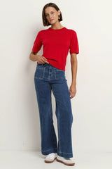 Flo & Frankie Ladies Edition Red Crewneck Knit Tee