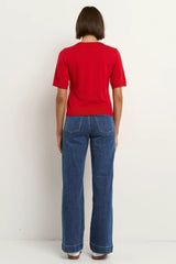 Flo & Frankie Ladies Edition Red Crewneck Knit Tee