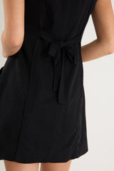 Escape Black Linen Blend Mini Vest Dress