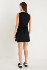 Escape Black Linen Blend Mini Vest Dress