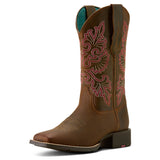 Ariat Ladies Round Up Wide Square Toe Stretchfit Western Boot