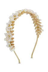 Morgan & Taylor Fleur Headband In Pearl Gold