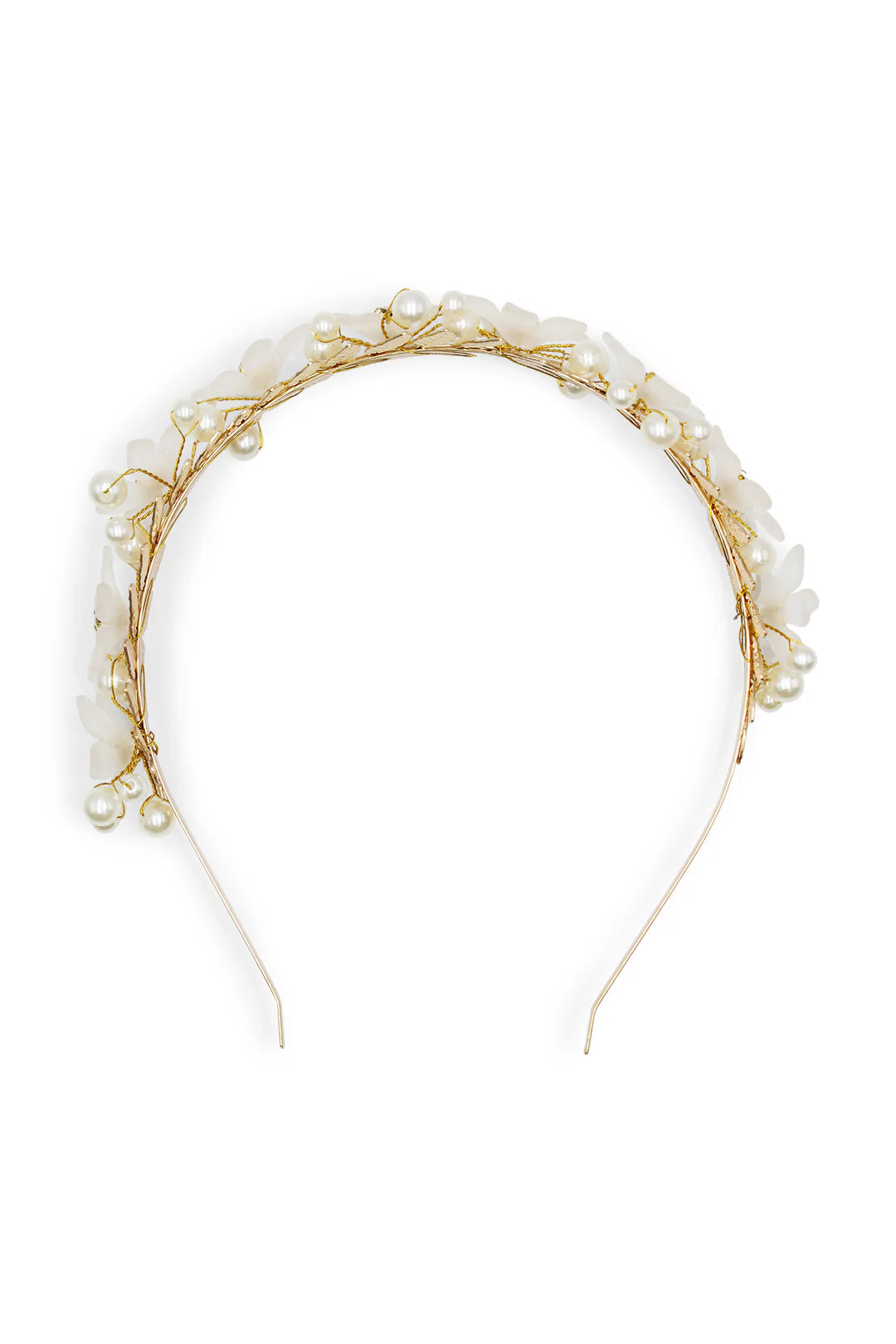 Morgan & Taylor Fleur Headband In Pearl Gold