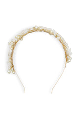 Morgan & Taylor Fleur Headband In Pearl Gold