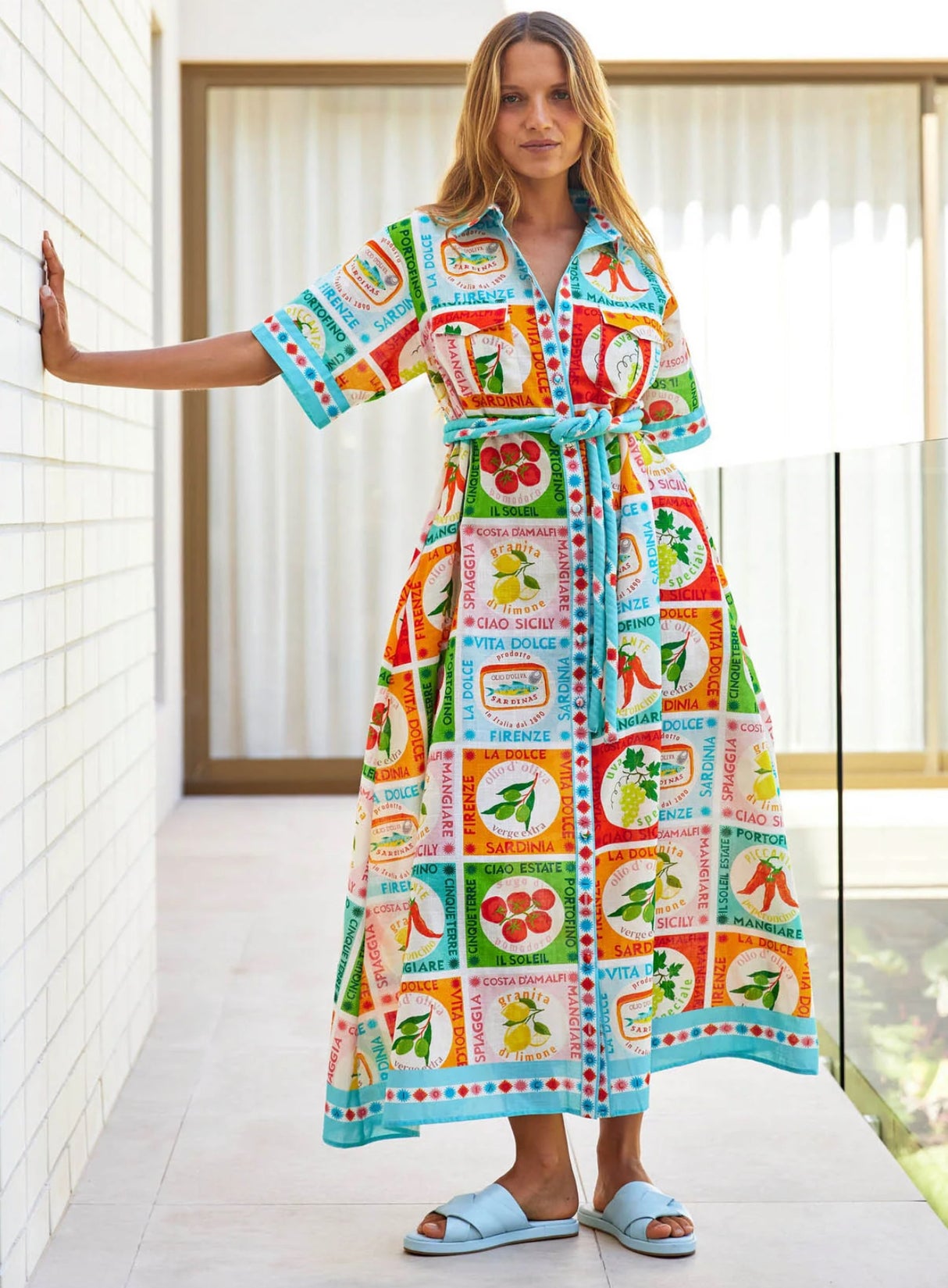 Walnut Ladies Cannes Dress in Ciao Sicily Print