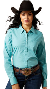 Ariat Ladies Kirby Wrinkle Resistant L/S Shirt in Aqua Sea 10062538