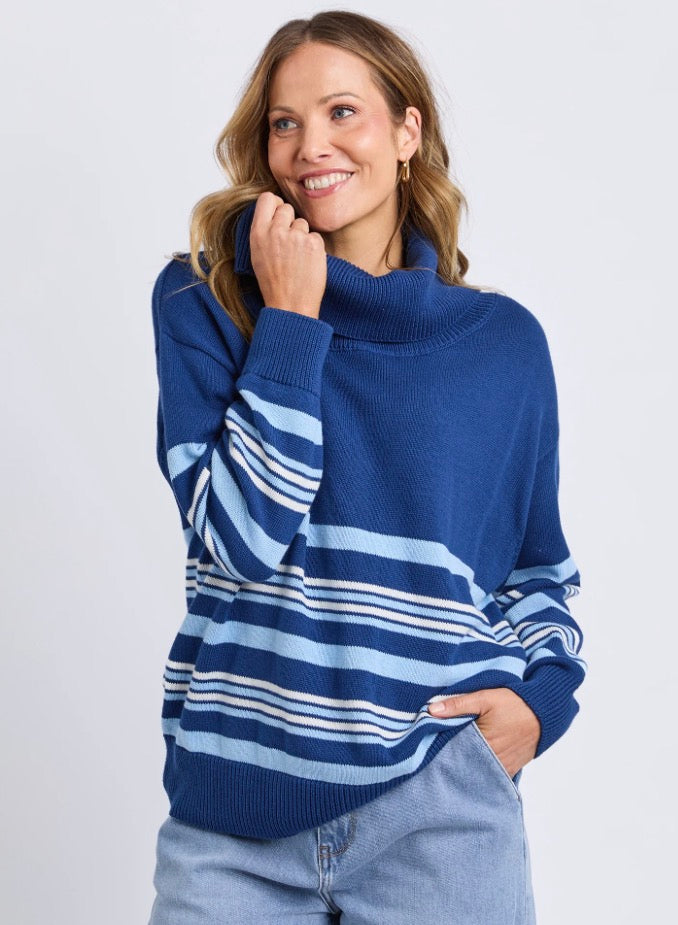 Elm Ladies Striped Roll Neck Sweater