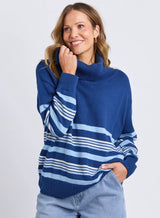 Elm Ladies Striped Roll Neck Sweater