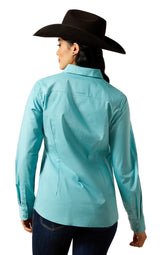 Ariat Ladies Kirby Wrinkle Resistant L/S Shirt in Aqua Sea 10062538