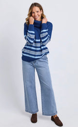 Elm Ladies Striped Roll Neck Sweater