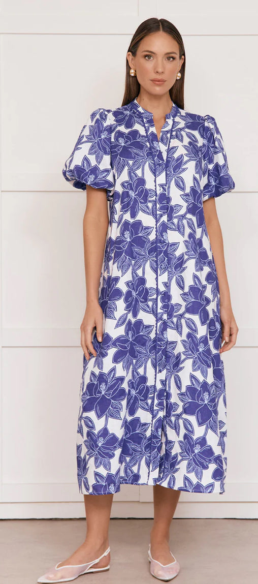 Adorne Ladies Margot Printed Linen Shirt Dress