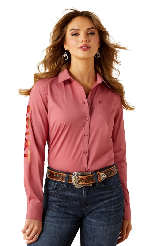 Ariat Ladies Team Kirby Stretch Long Sleeved Shirt in Mauvewood 10062656