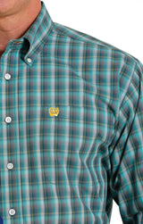 Cinch Men Teal Check Shirt