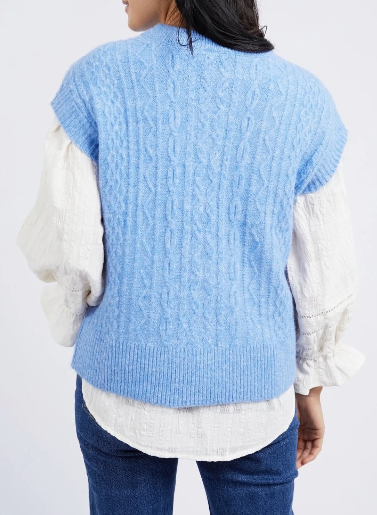 Elm Ladies Bramble Knit Vest in Hydranger