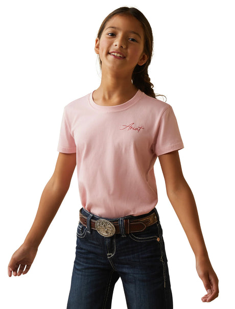 Ariat Girls REAL Cool Cow SS T-Shirt -Coral Blush