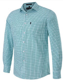 Pilbara Collection Mens L/S Single Pocket Shirt ( Emerald, Navy & Blue Checked )