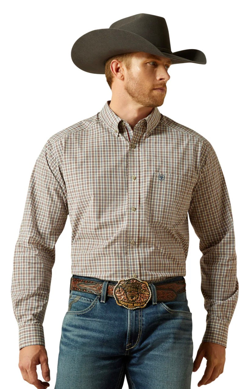 Ariat Mens Pro Series Trevor L/S Shirt Burgundy 10062189