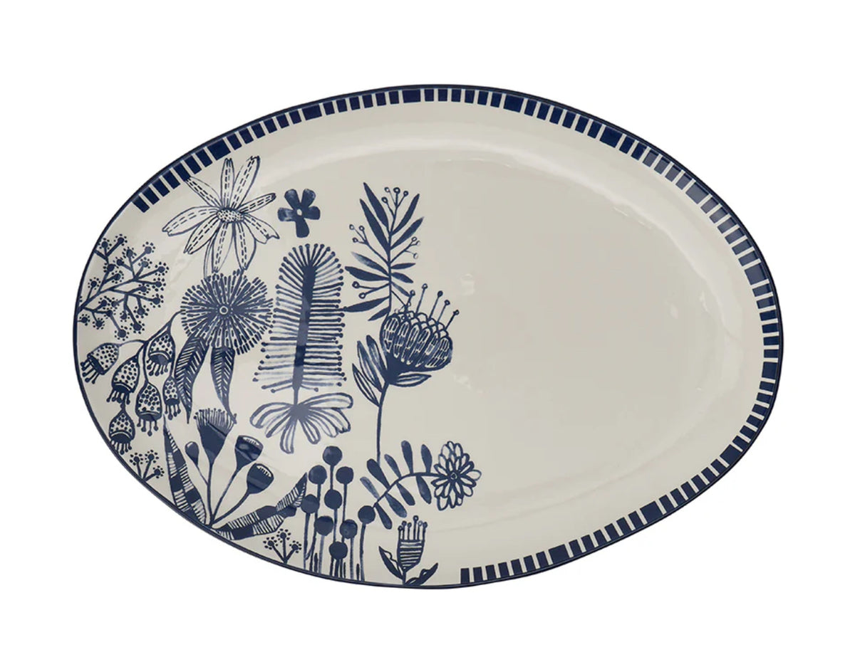 Annabel Trends Ceramic Platter - Navy Natives