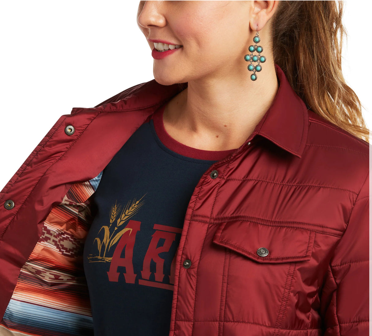 Ariat Ladies REAL Puffer Trucker Jacket in Rhubarb 10036995