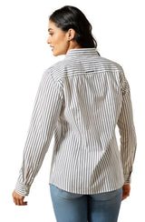 Ariat Ladies Kirby Stretch Long sleeved Black & White Triangle Stripe Shirt 10062658