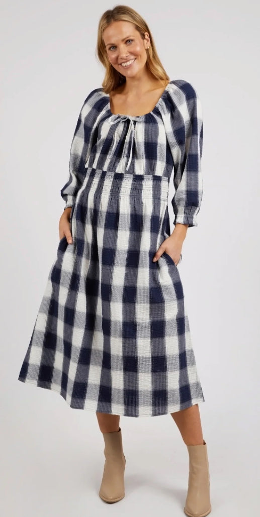 Elm Ladies Cedar Check Dress in Navy