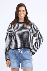Elm Ladies Rosie Stripe Knit - Navy/White