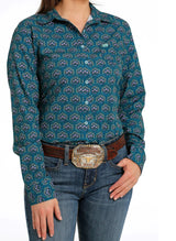 Cinch Ladies Teal Patterned Shirt