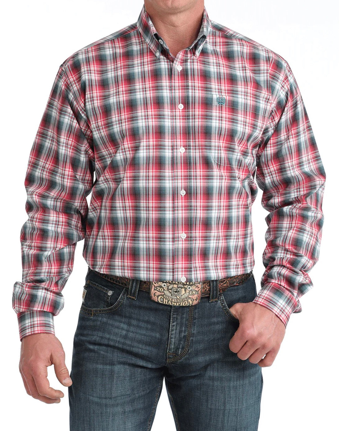 Cinch Mens Red Plaid Shirt MTW1106047