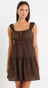 Tricky Chocolate Mini Polka Dot Sleeveless Mini Dress