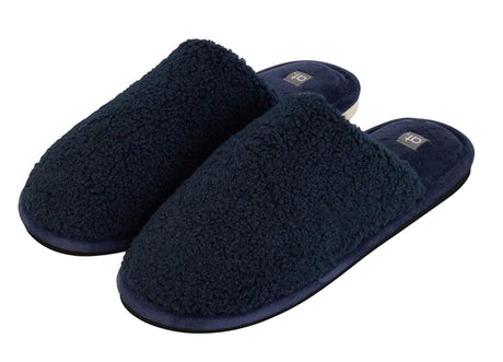 Mens Cosy Slippers in Navy