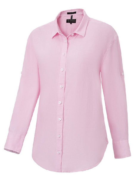 Pilbara Collection Ladies Long Sleeved Linen Shirt ( Sky, Pink, Mango )