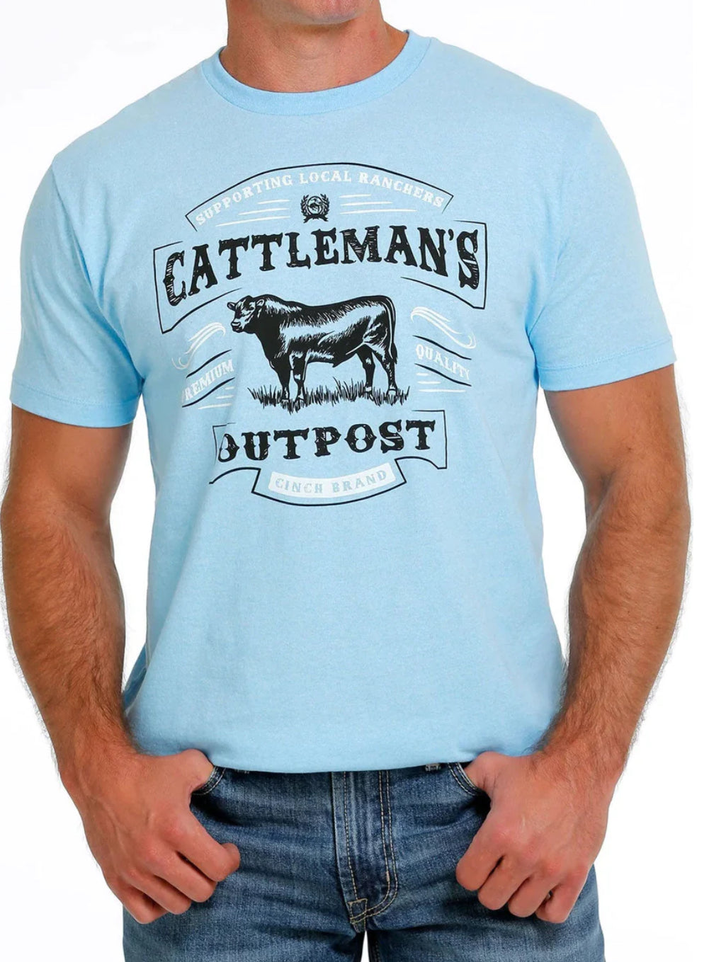 Cinch Mens Cattle Out Post Tee in Blue MTT1690584