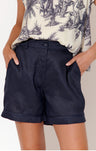 Adorne Ladies Haven Linen Shorts in Navy & Natural