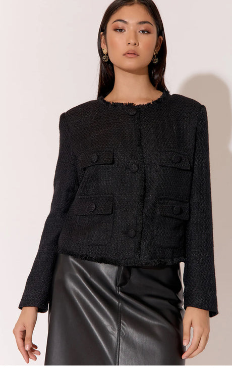 Adorne Ladies Michaela Tweed Jacket in Black