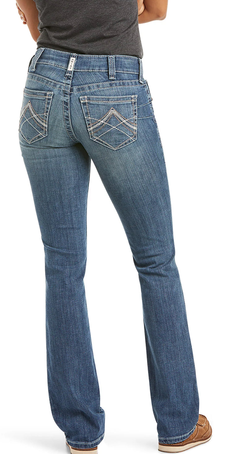 Ariat Ladies REAL Mid Rise Straight Jeans in Rainstorm 10017217
