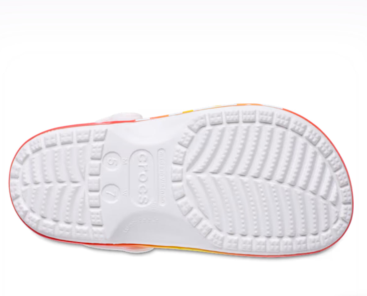 Crocs Kids Classic Reflector Clog in White/multi Blanc/Multi-Rayures