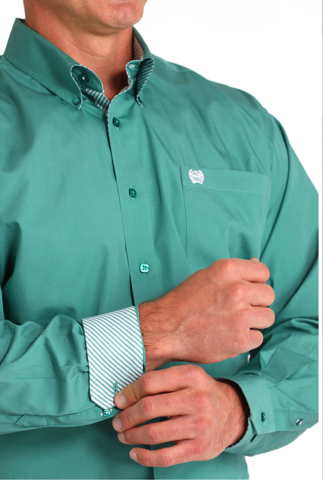 Cinch Mens Solid Button - Down Western Shirt in Green