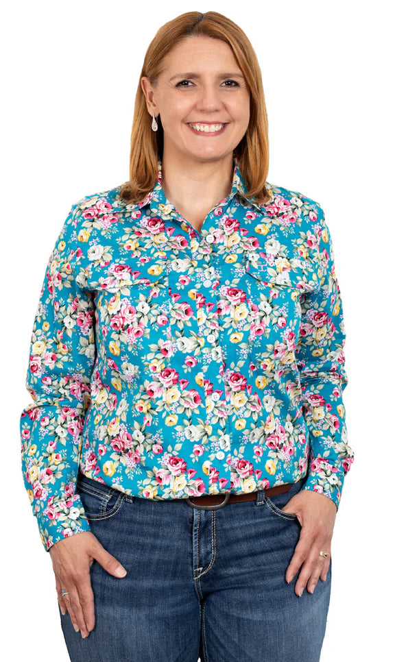 Just Country Ladies Abbey Full Button Print Work Shirts