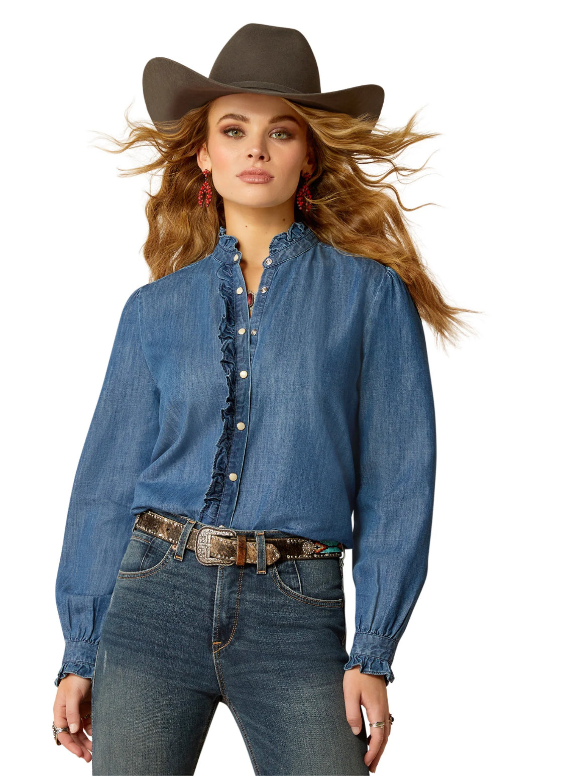 Ariat Ladies Ingalls L/S Top - Med Blue - 10052611
