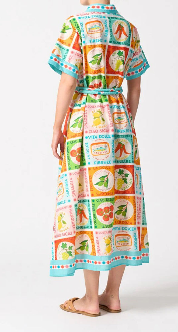 Walnut Ladies Cannes Dress in Ciao Sicily Print